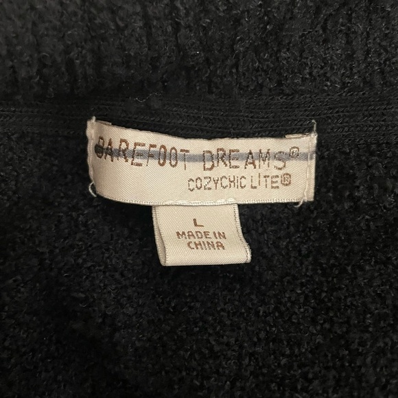 Barefoot Dreams Sweater Womens Large Black CozyChic Lite Circle Cardigan - Picture 5 of 5